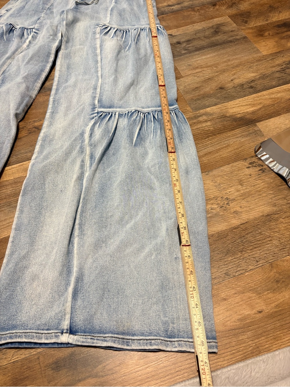 Fashion Nova Tall Goin With The Flow Jeans Light Wash Tiered Wide Leg Size S - Picture 2 of 5